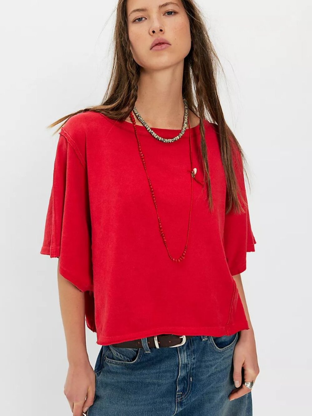Free People We the Free Next Level Tee small red Valiant Poppy